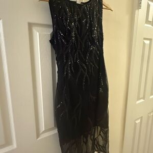 Marciano Black Sequin Midi Dress